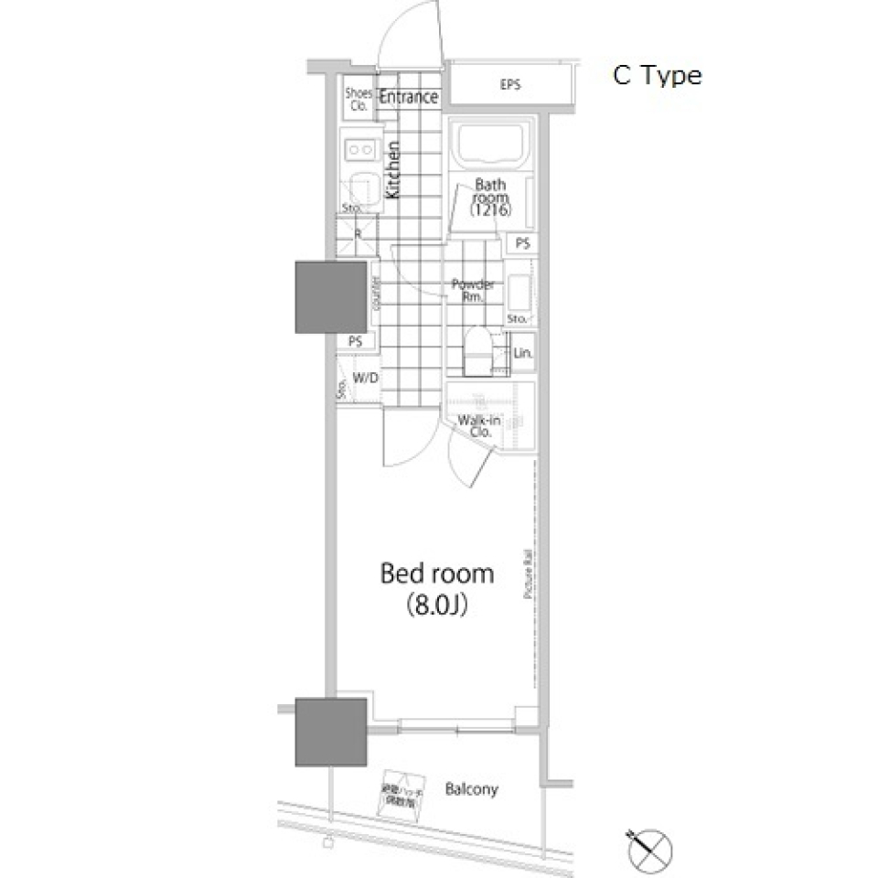 パークハビオ赤坂タワー 1709［ペット可］の間取り図