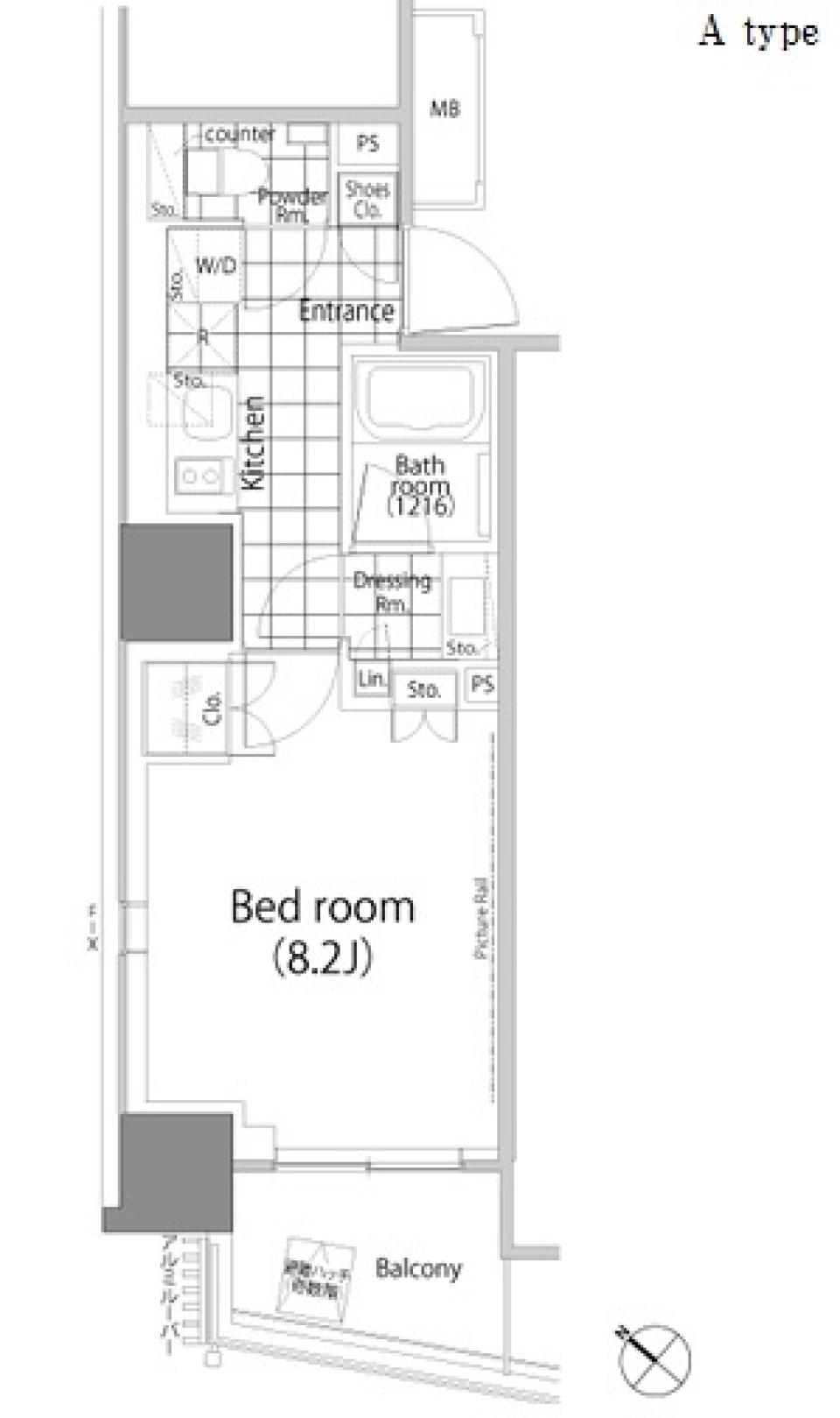 パークハビオ赤坂タワー　1607号室［ペット可］の間取り図