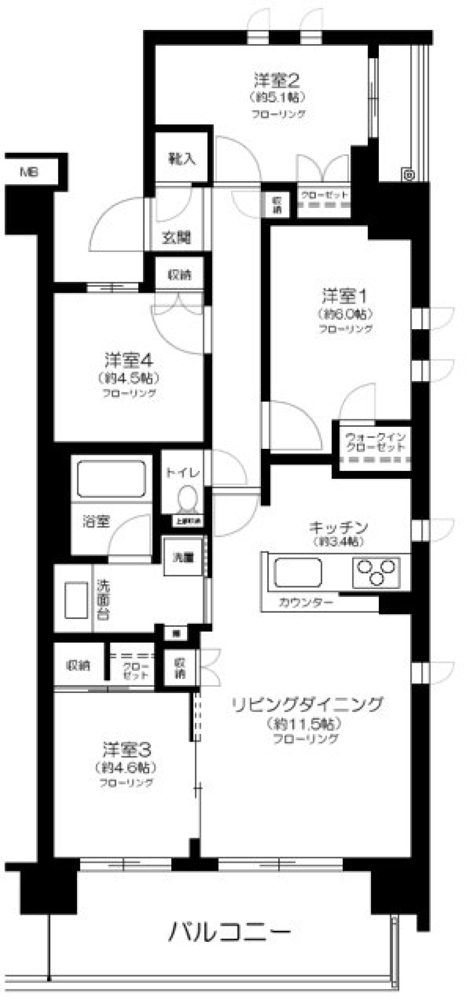ファインシティ横浜江ケ崎ルネ　236号室［ペット可］の間取り図