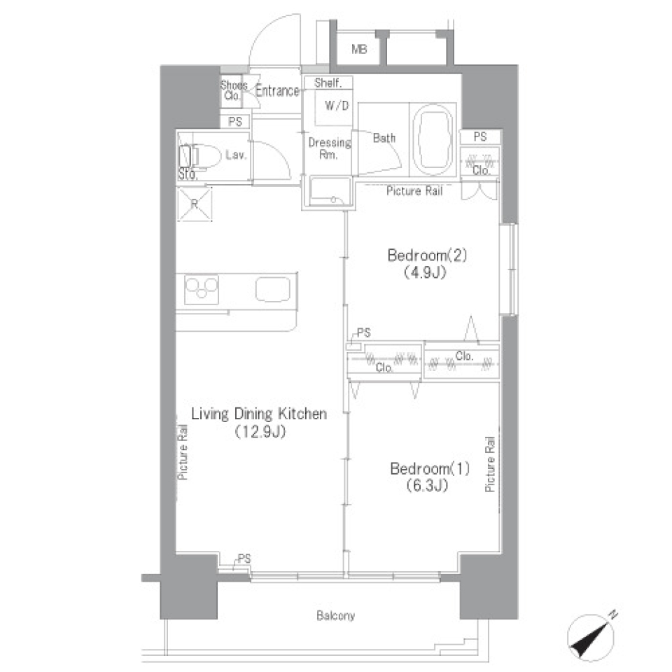 ＣｒｅｓｔＨｉｌｌ文京千石　A1201号室の間取り図