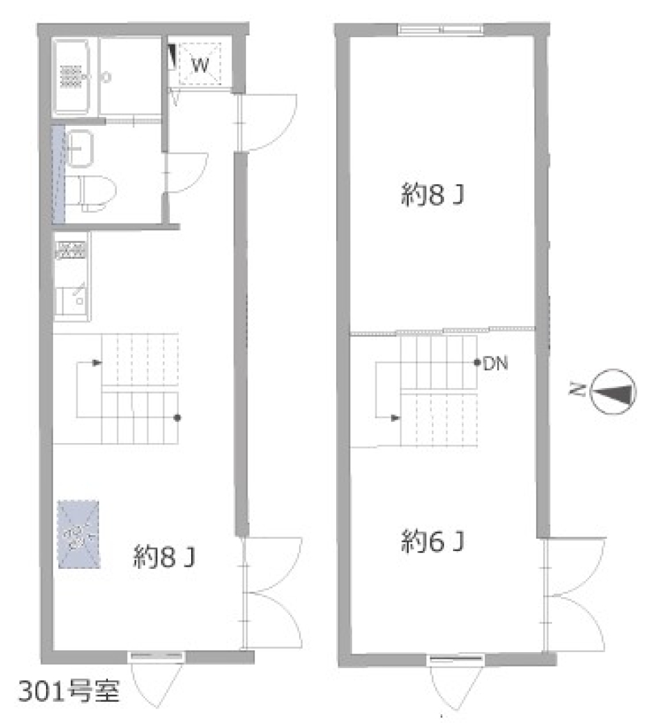 瀟洒さが際立つメゾネットの間取り図