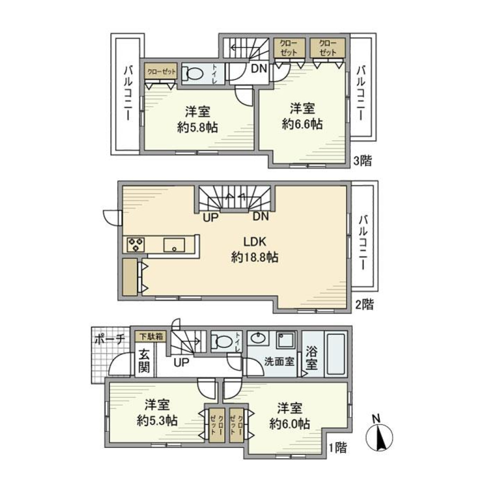 港南中央通戸建の間取り図