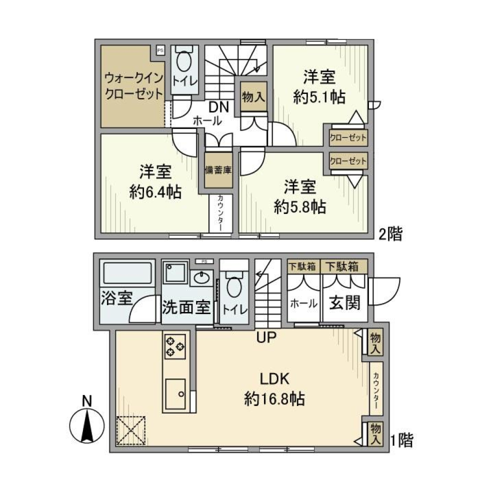 富士町戸建の間取り図