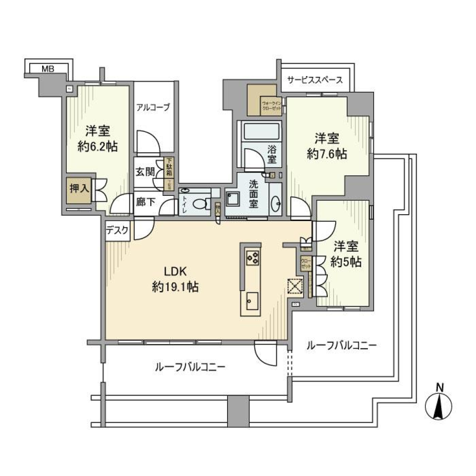 プラウド府中美好町　605号室［ペット可］の間取り図