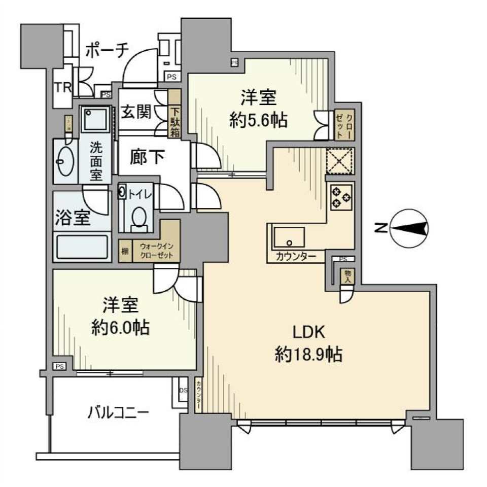 ドゥ・トゥールＷＥＳＴ　907号室の間取り図