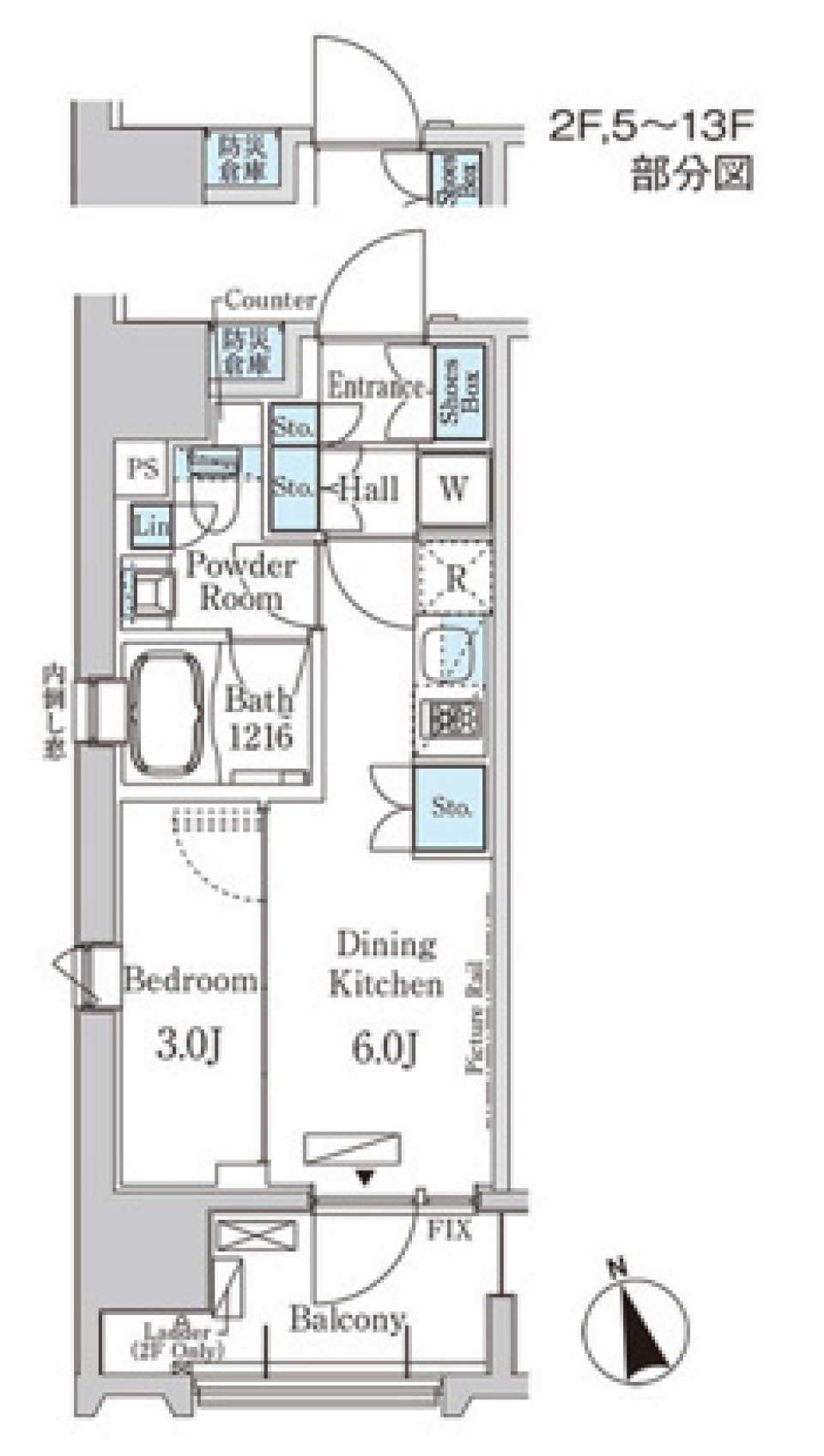 ライオンズフォーシア中央ＭＩＮＡＴＯ　1301号室［ペット可］の間取り図