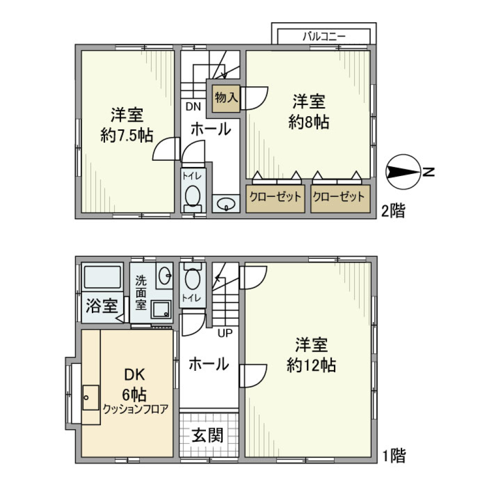 谷津町戸建の間取り図