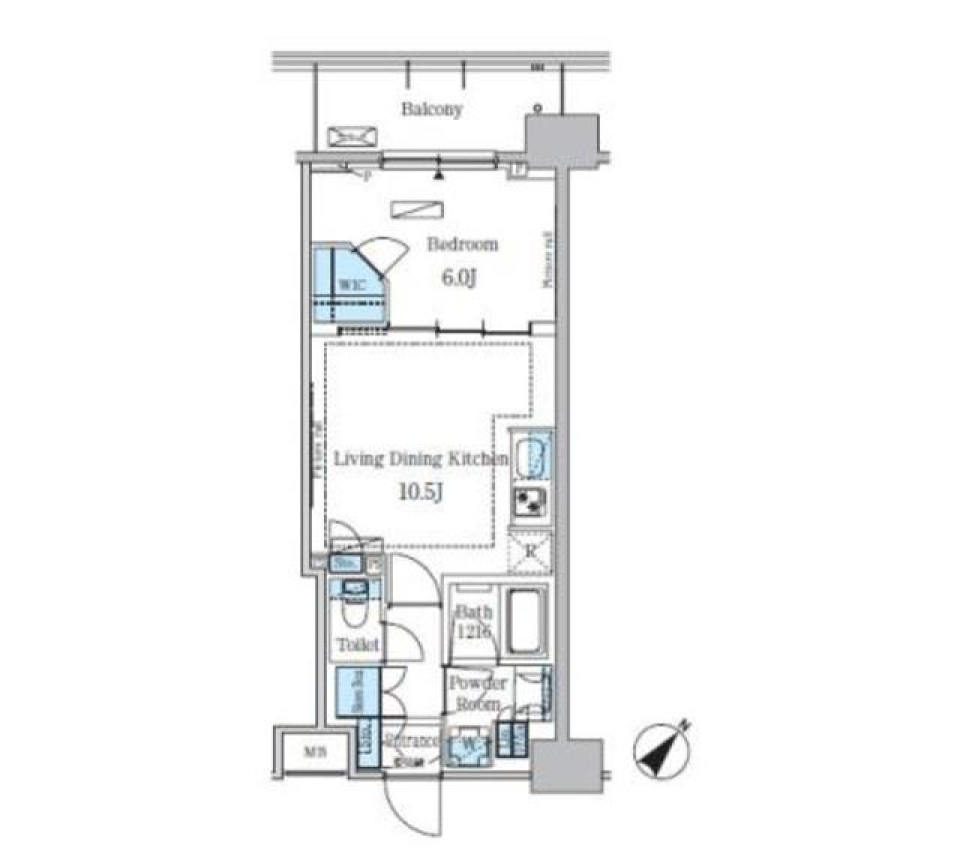 パークアクシス東日本橋ステーションゲート　1402号室［ペット可］の間取り図