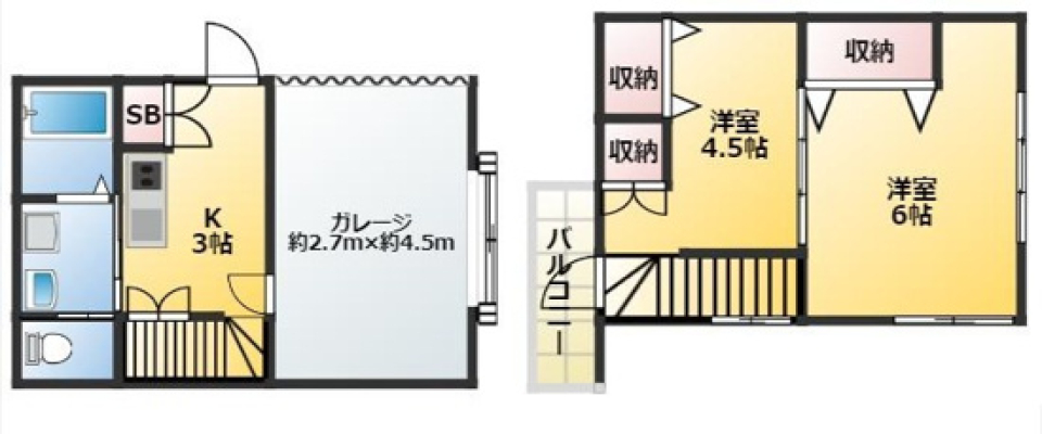 都内ガレージハウス［戸建］の間取り図