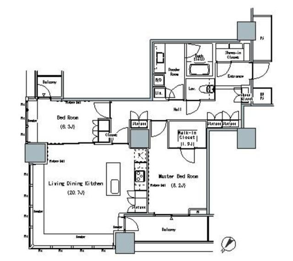 ＴＨＥ　ＴＯＫＹＯ　ＴＯＷＥＲＳ　ＭＩＤＴＯＷＥＲ　2833号室［ペット可］の間取り図