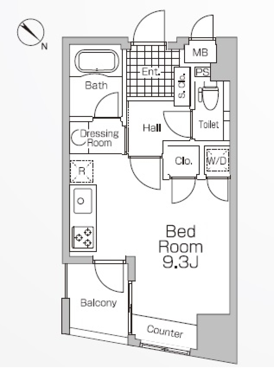 プライムアーバン中目黒Ⅱ　407号室の間取り図