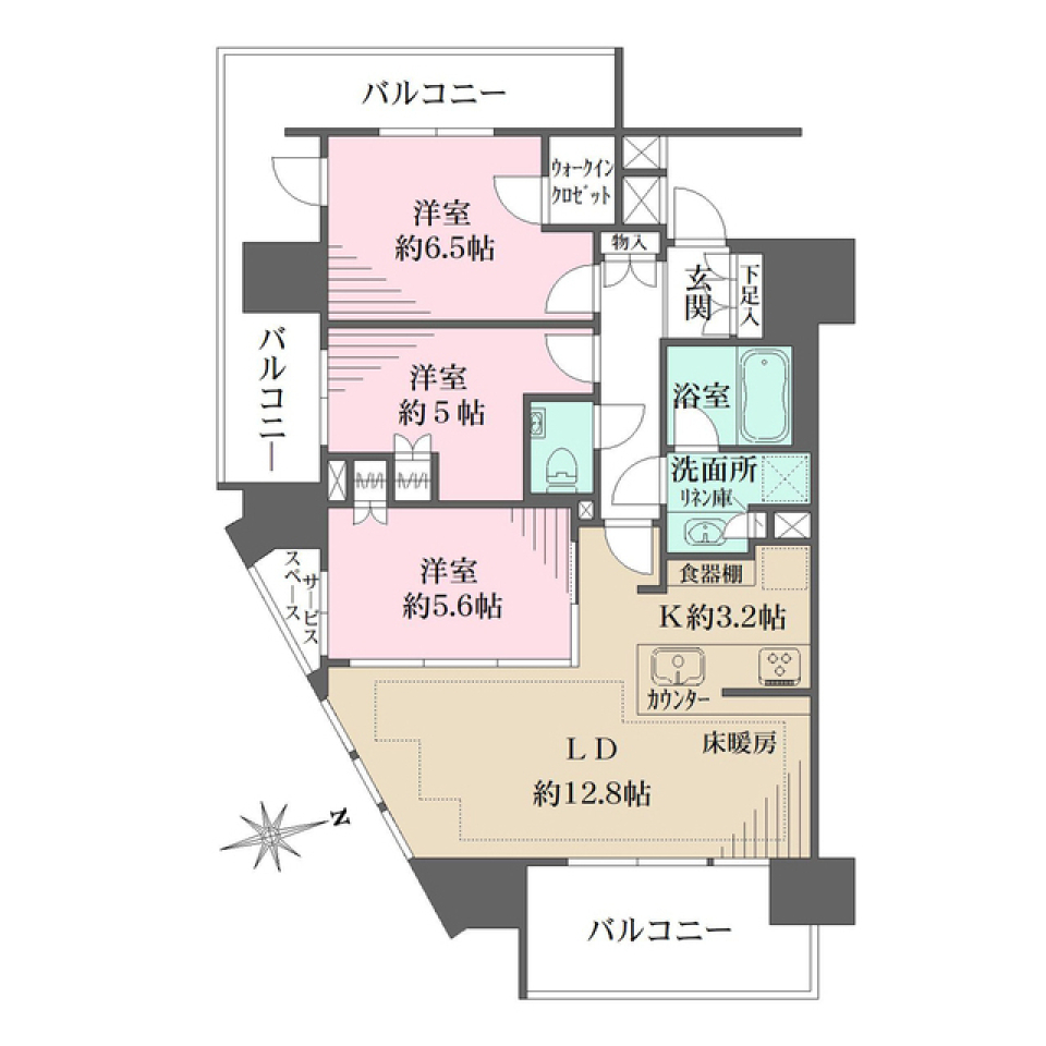 ザ・パークハウス中野坂上レジデンス　701号室の間取り図