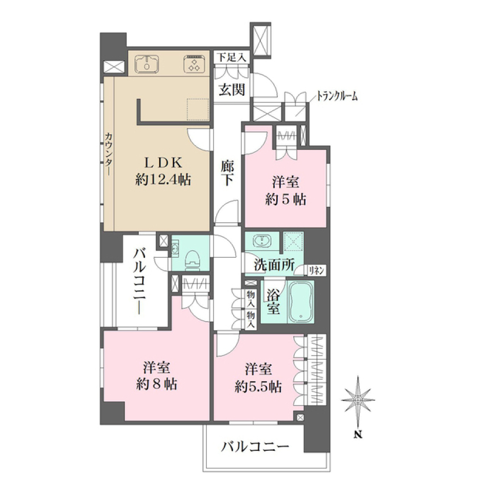 パークハウスオー・タワー　414号室の間取り図