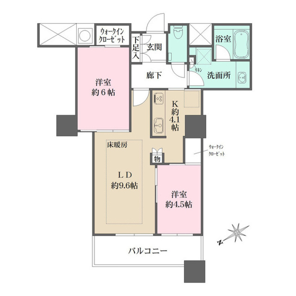 ザ・パークハウス西新宿タワー６０　4507号室［ペット可］の間取り図