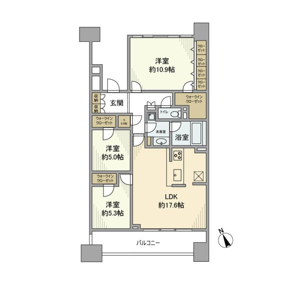 グランエスタサウス棟　1026号室の間取り図