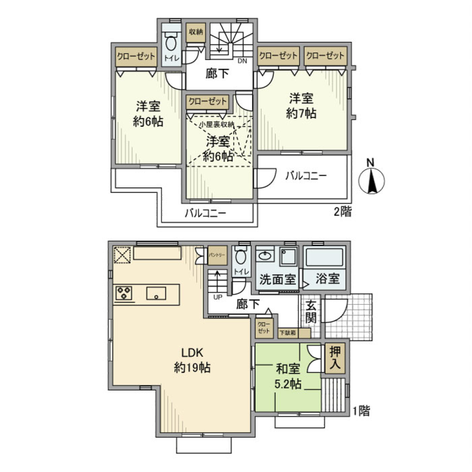 南大谷戸建の間取り図