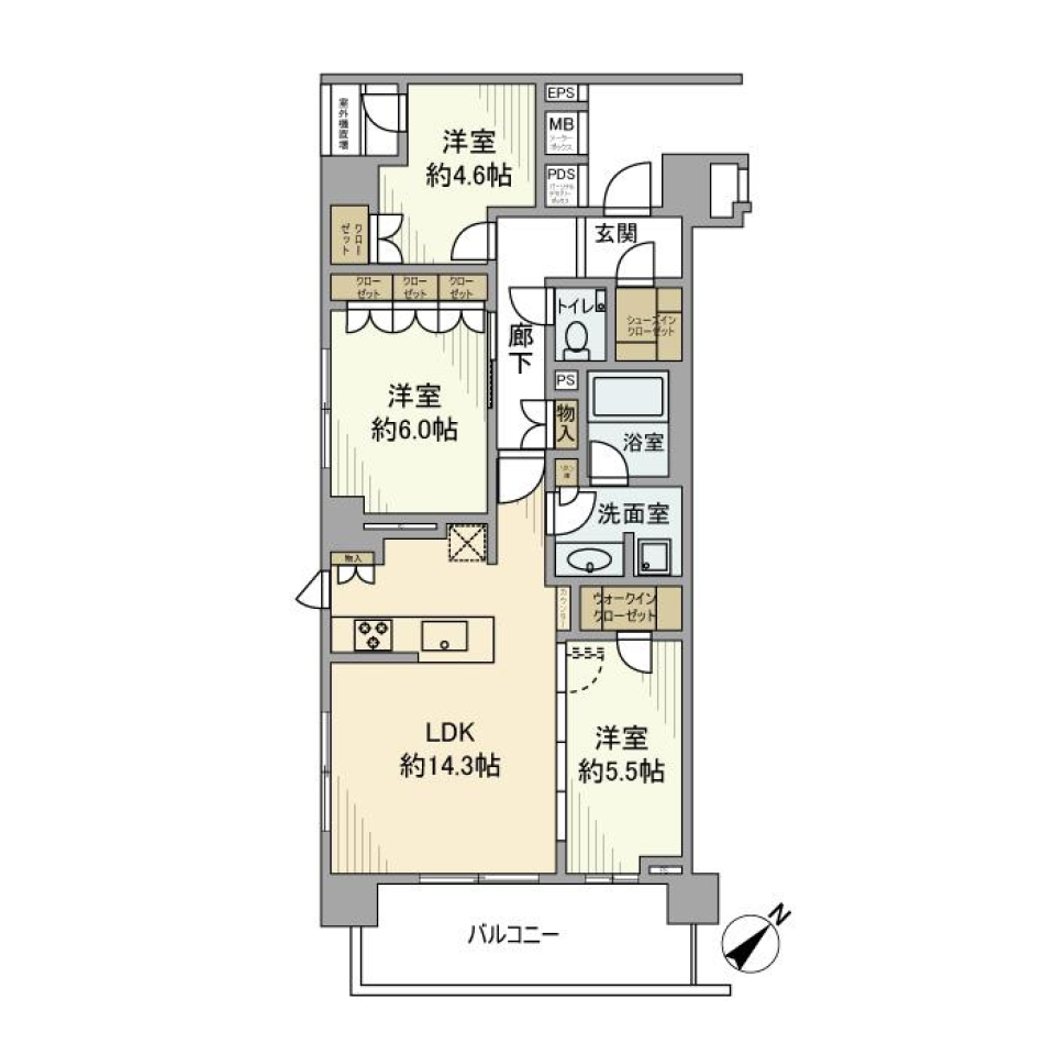 プレミスト横濱反町　601号室の間取り図