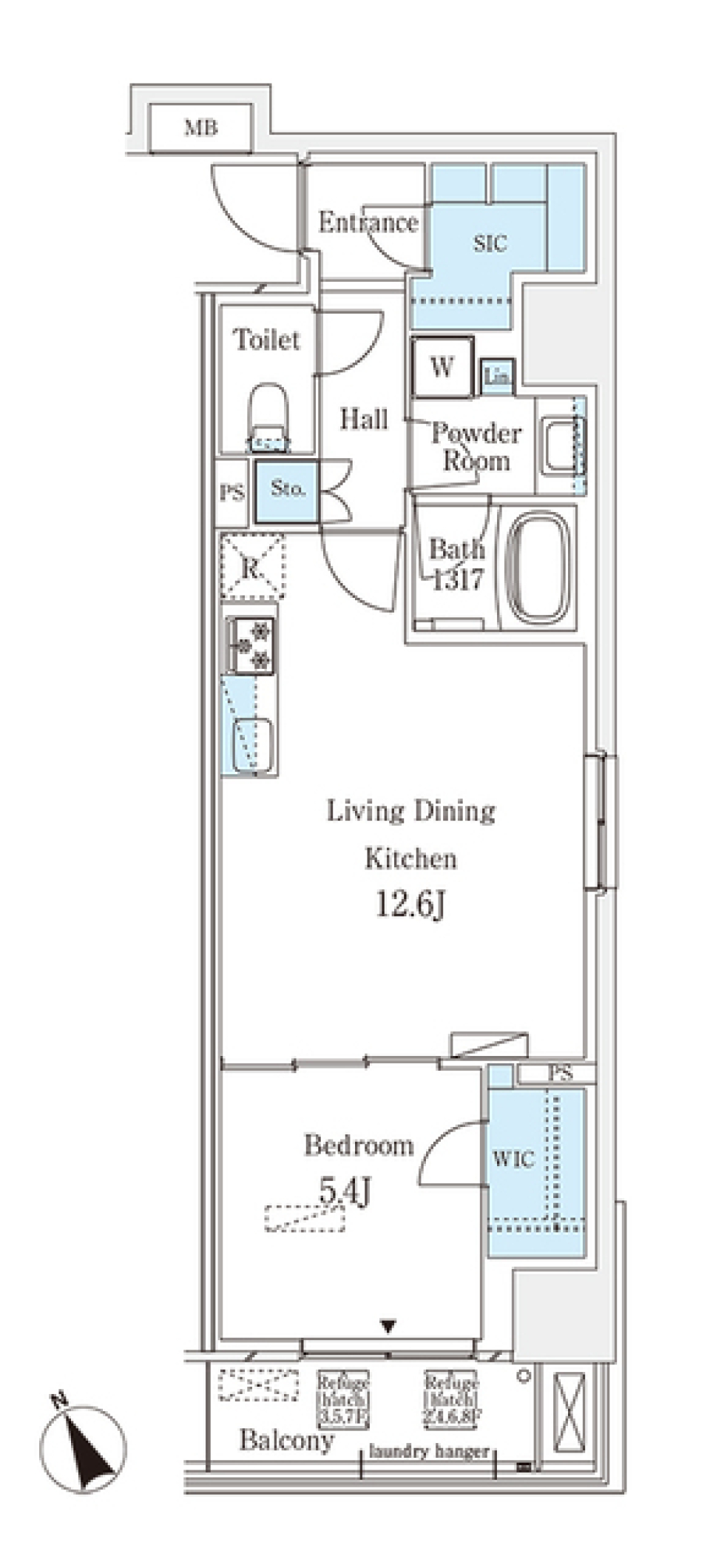 パークナードフィット南青山Ｇａｒｄｅｎ　306号室の間取り図