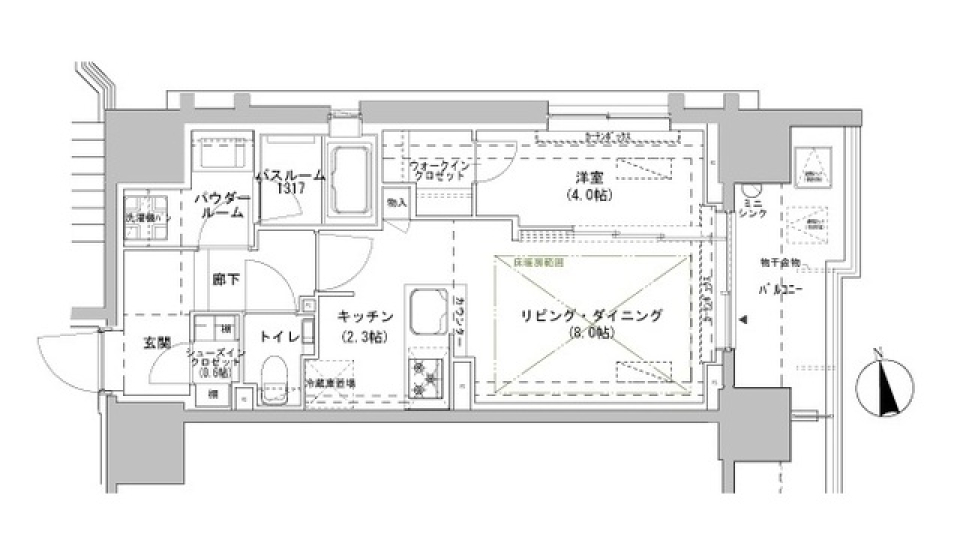 パークスフィア牛込神楽坂　510号室［ペット可］の間取り図