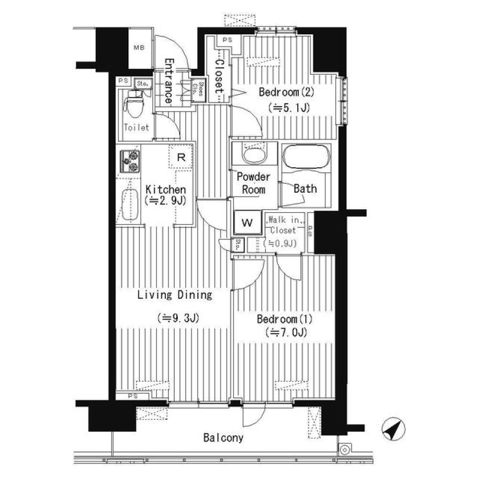 ＰＲＩＭＥ　ＵＲＢＡＮ　東中野　ＣＯＵＲＴ　108号室の間取り図