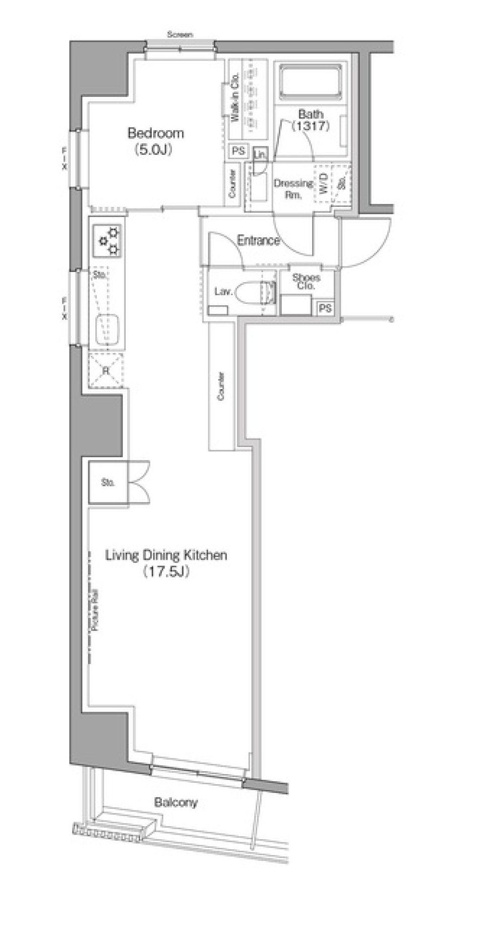 ザ・パークハビオ日本橋小伝馬町　901号室［ペット可］の間取り図