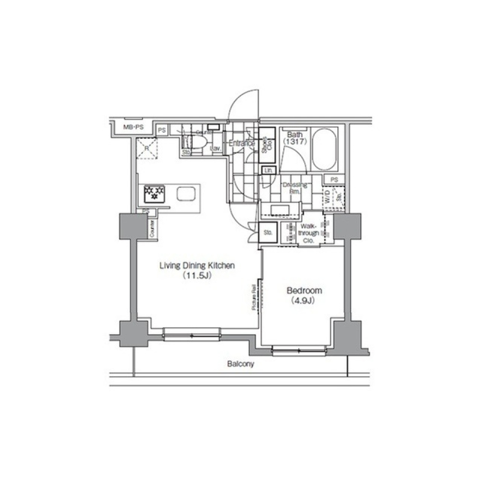 ザ・パークハビオ新宿　128号室［ペット可］の間取り図