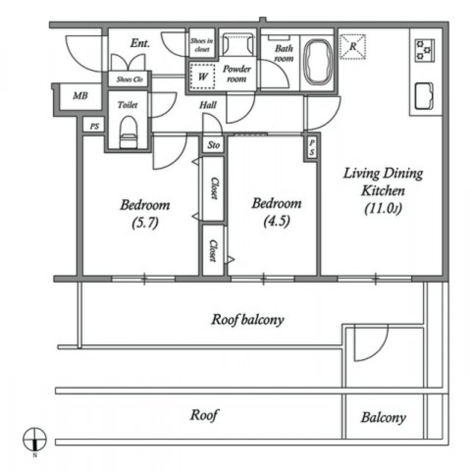 ＧＥＮＯＶＩＡ大崎ｓｋｙｇａｒｄｅｎ　0504号室の間取り図