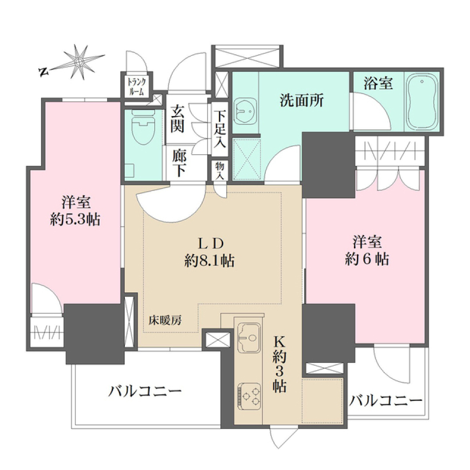 ザ・パークハウス上野レジデンス　1402号室［ペット可］の間取り図