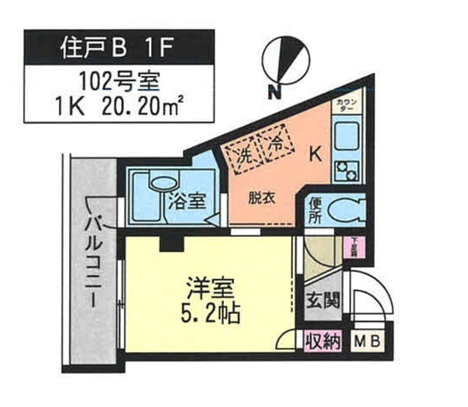 テラスファミリア稔　102号室の間取り図