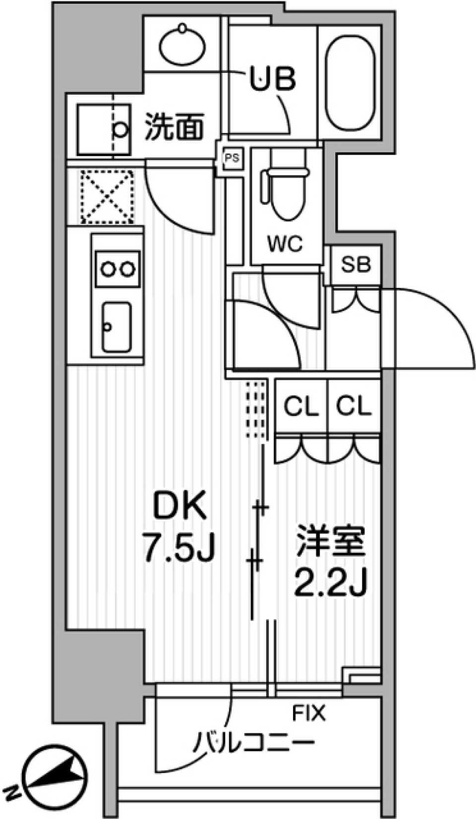 シーズンフラッツ浅草言問通り　404号室の間取り図