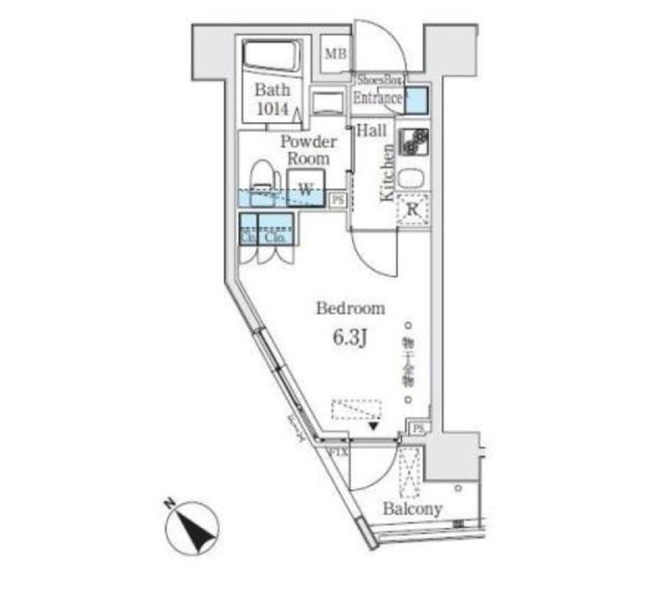 コージーコート島津山　401号室の間取り図