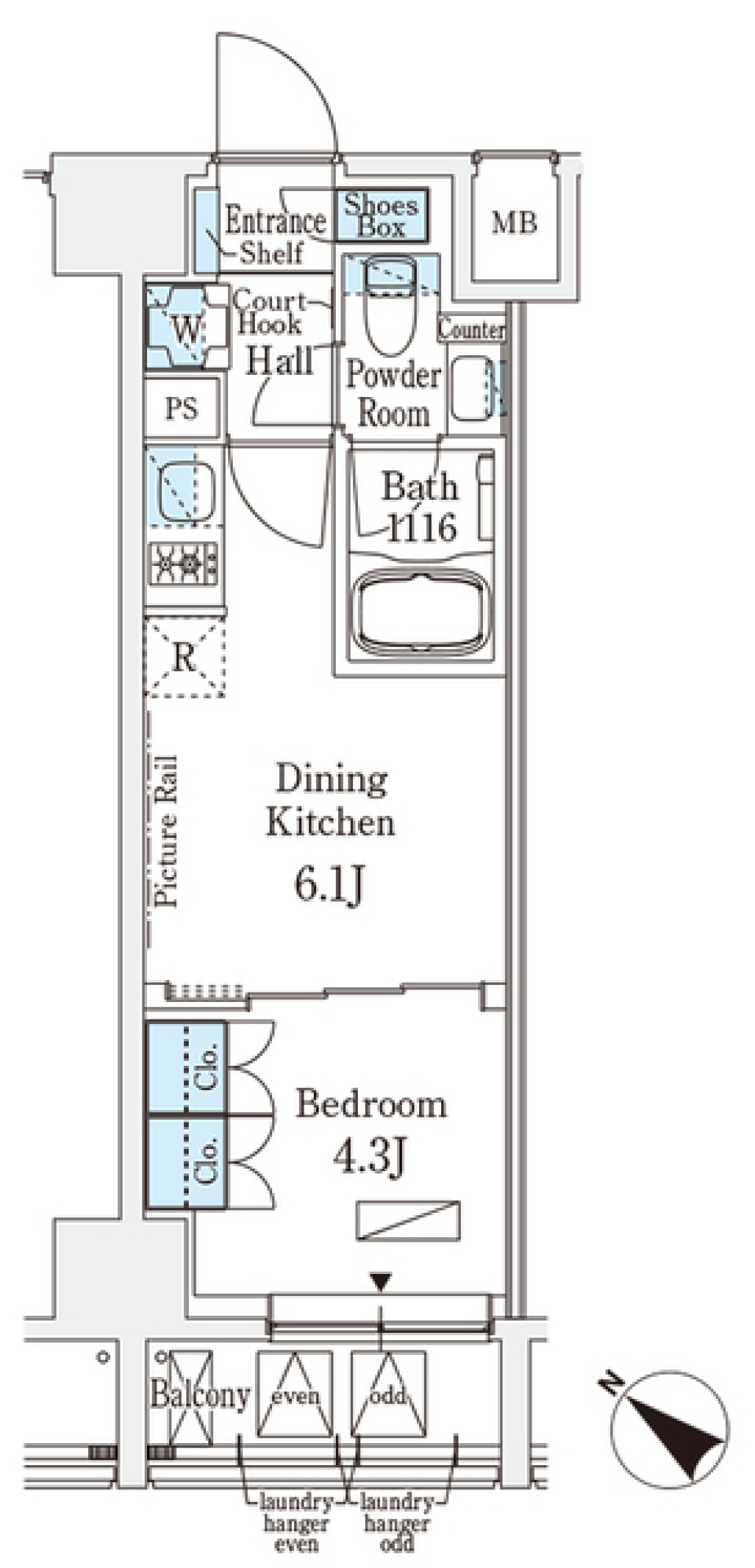 ベルファース人形町　702号室の間取り図