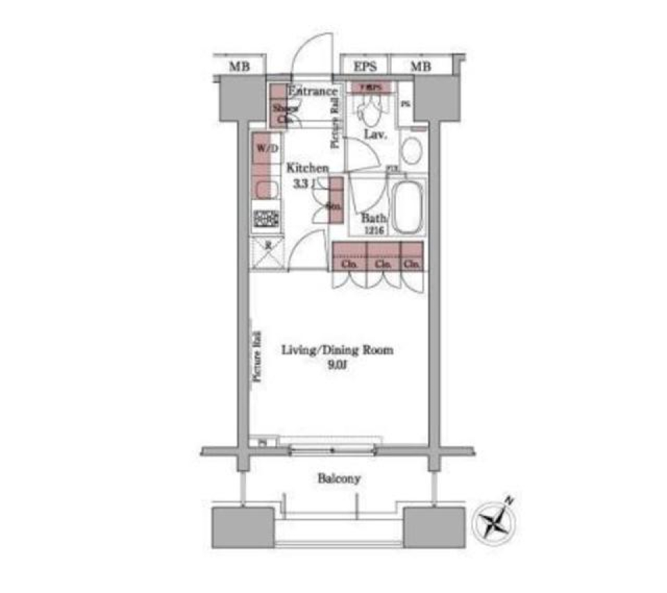 パークアクシス白金台　1003号室［ペット可］の間取り図