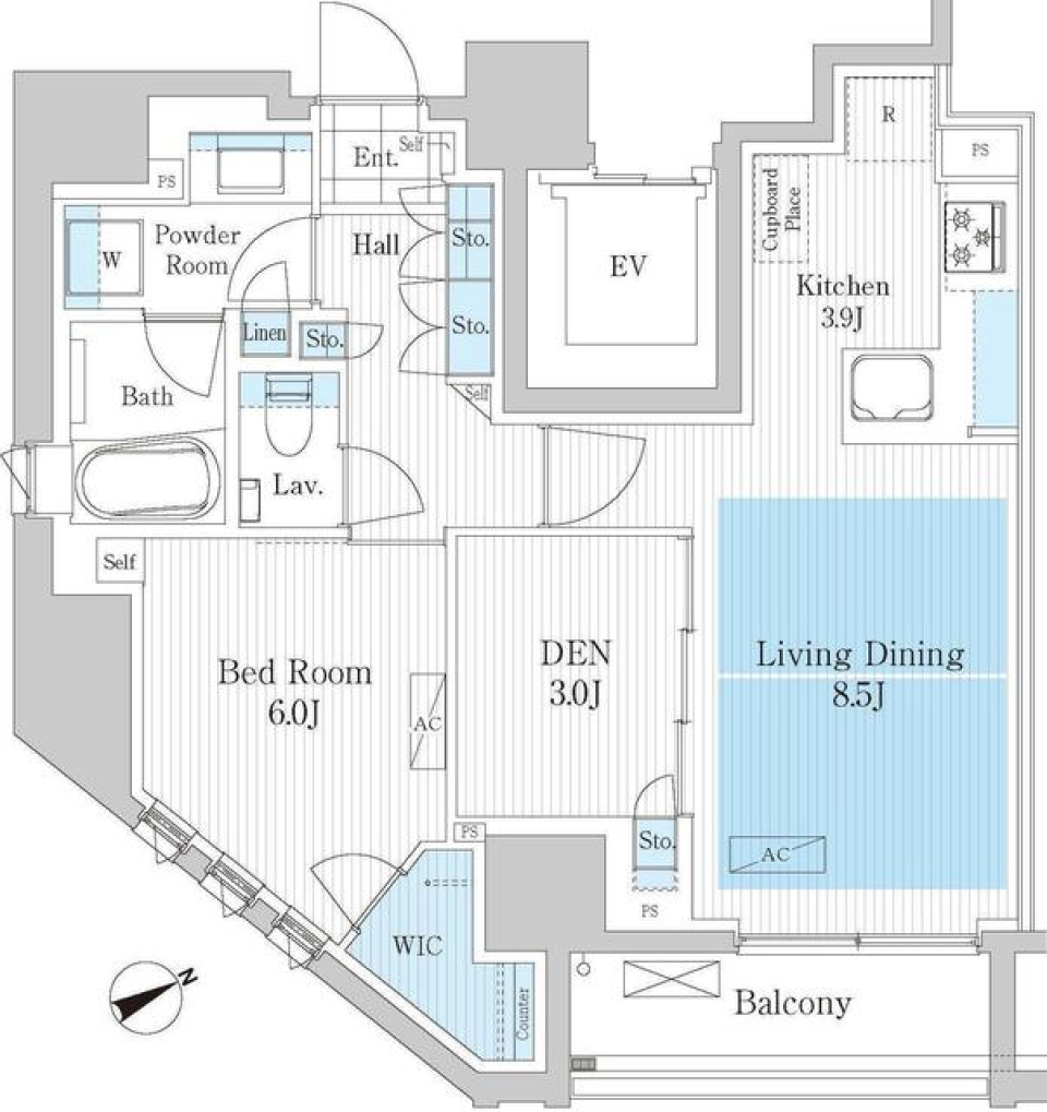 パークアクシス浅草橋Ⅱ　1401号室の間取り図