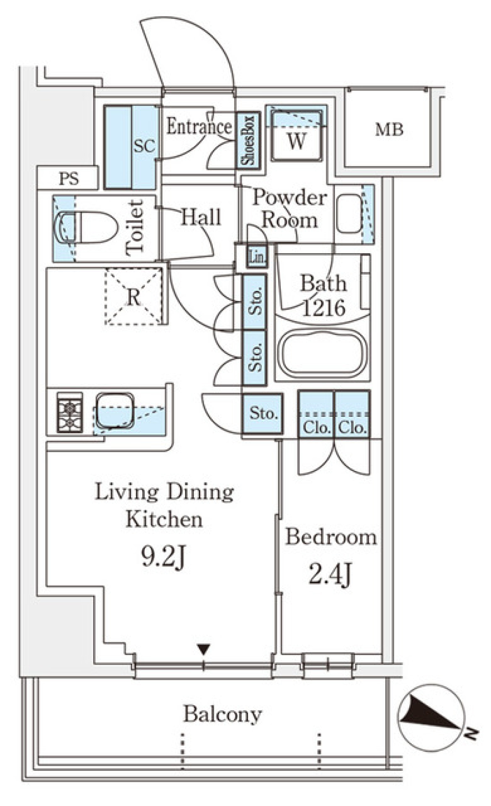 パークアクシス横浜阪東橋　713号室［ペット可］の間取り図