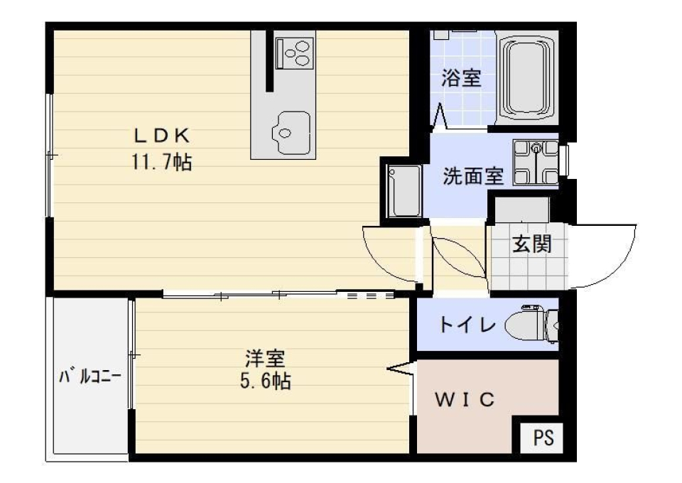 暮らしの中にネイビーのアクセントの間取り図