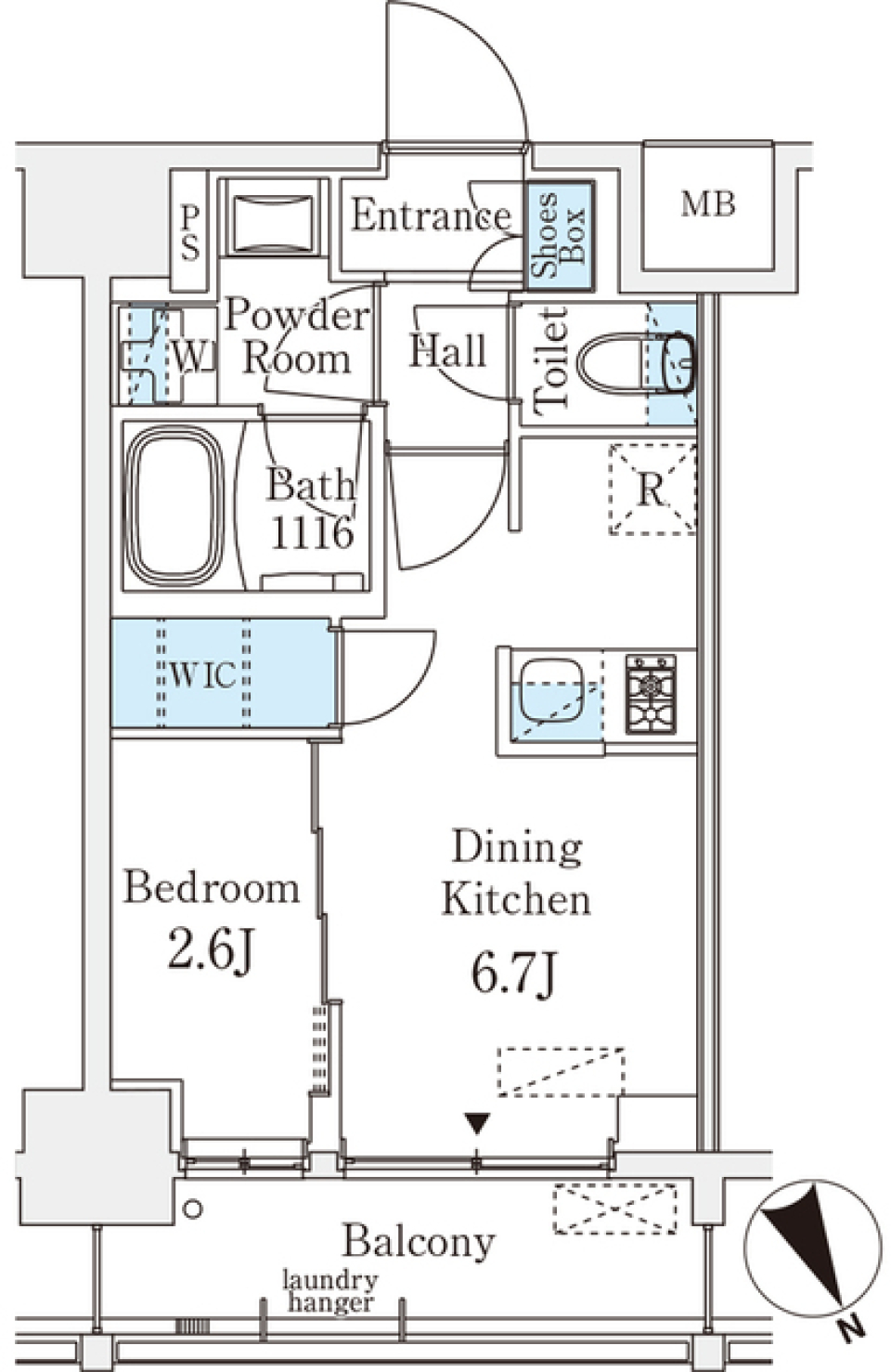 ベルファース八丁堀Ｗｅｓｔ　1104号室［新築］の間取り図
