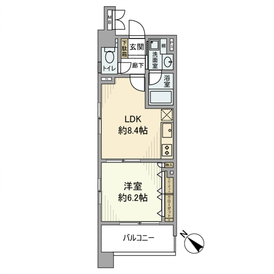 センチュリー新横浜いちょう通り　801号室［ペット可］の間取り図