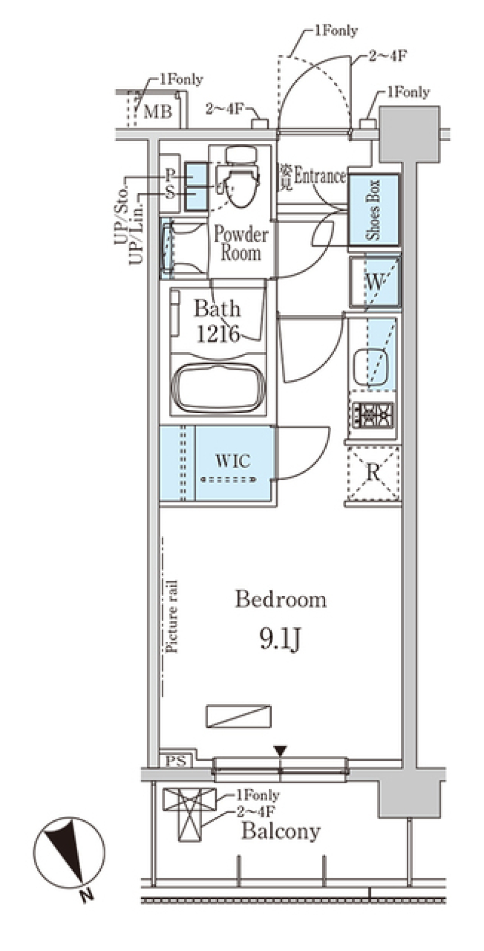 パークアクシス駒込ＨＩＬＬＴＯＰ　209号室［ペット可］の間取り図
