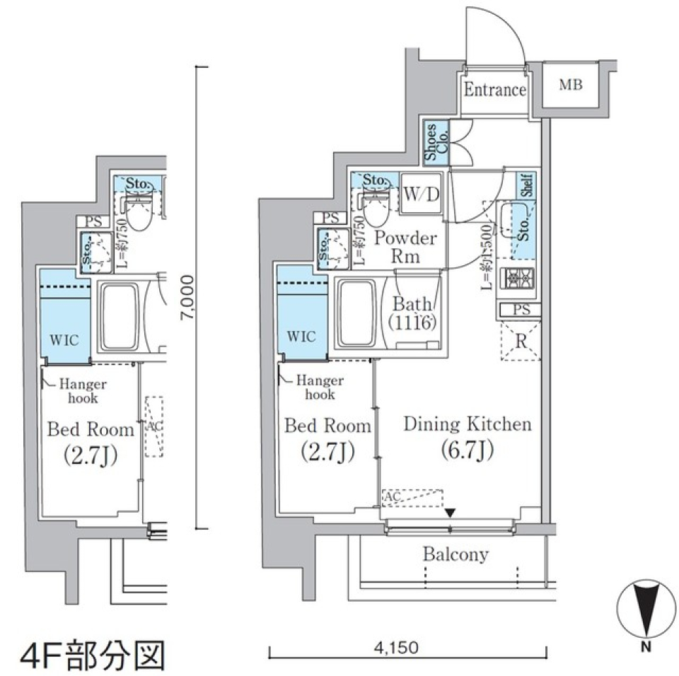 プライムブリス中野新橋　404号室の間取り図