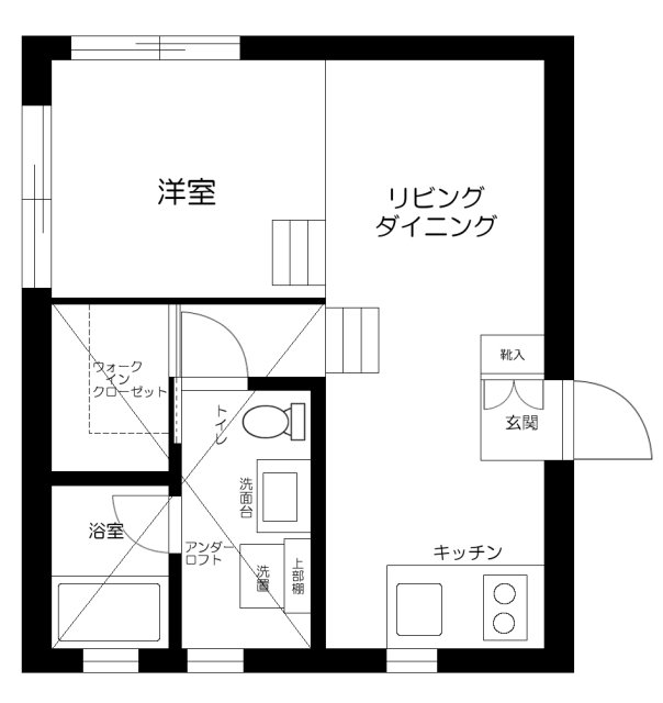 玄関が真ん中にあるタイプの間取りです。