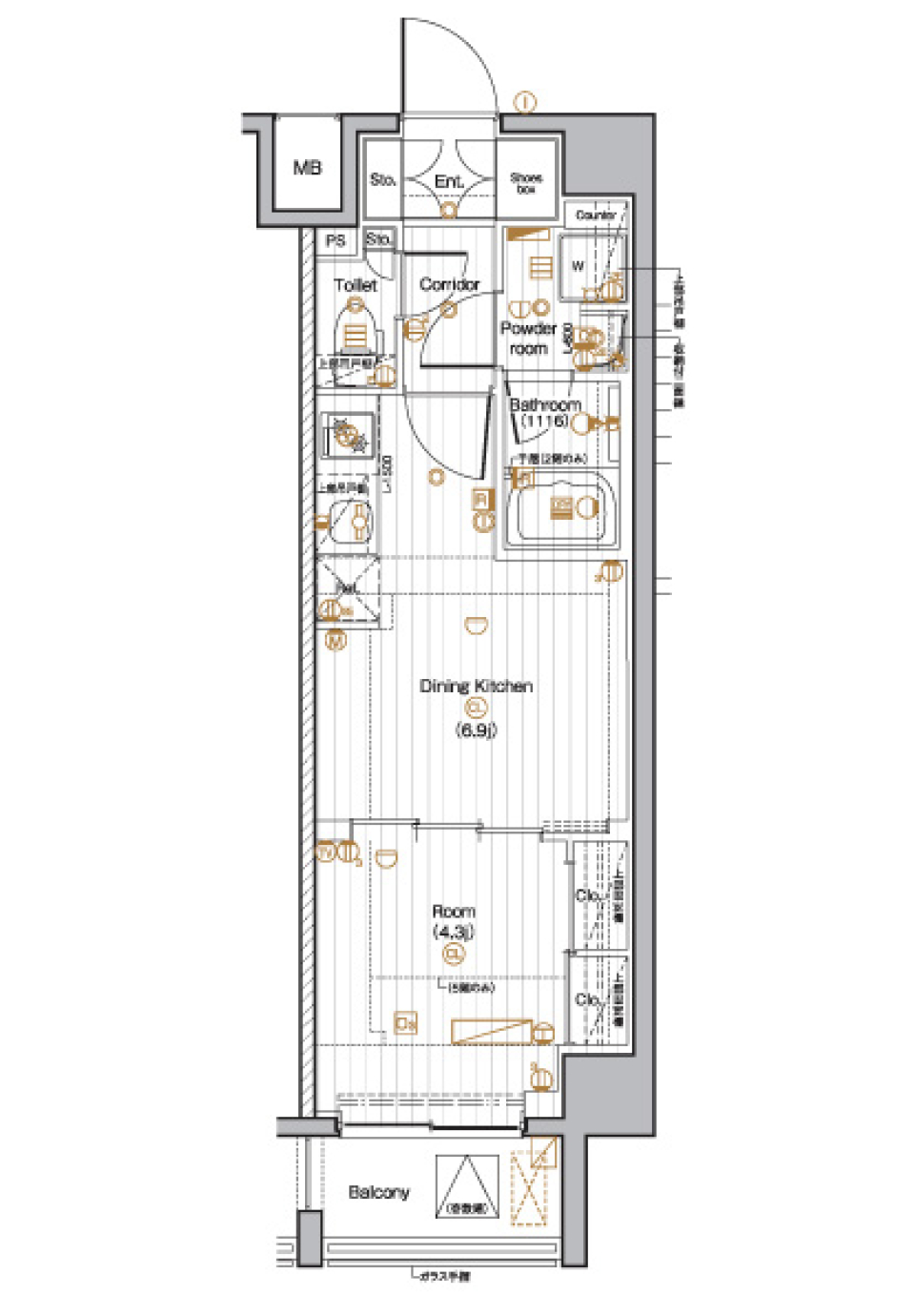 PREMIUM CUBE 池袋本町　201号室［ペット可］の間取り図