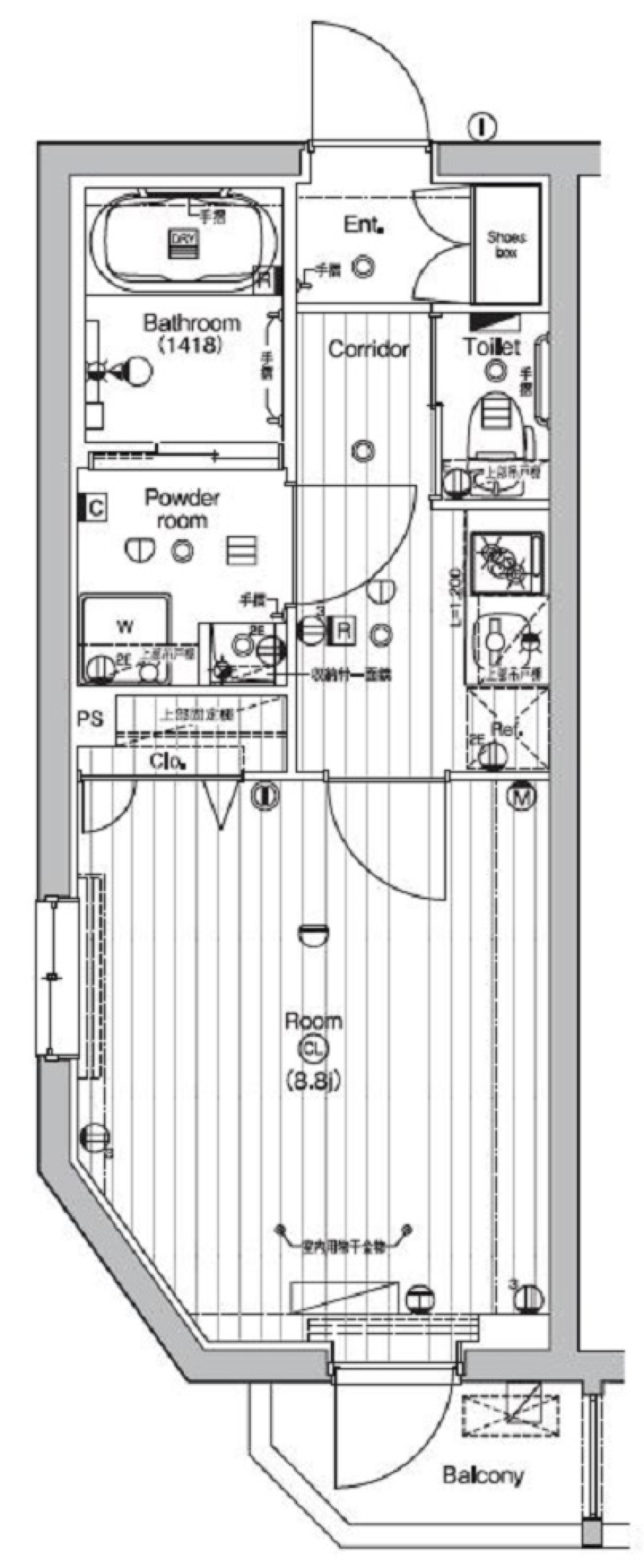 PREMIUM CUBE 中野新橋 DEUX　404号室［ペット可］の間取り図
