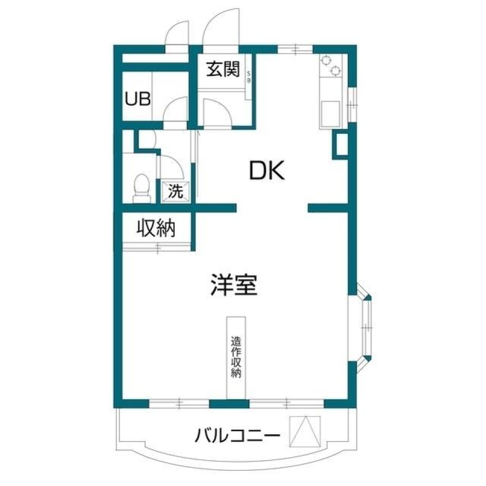 シェルフを中心に暮らすの間取り図