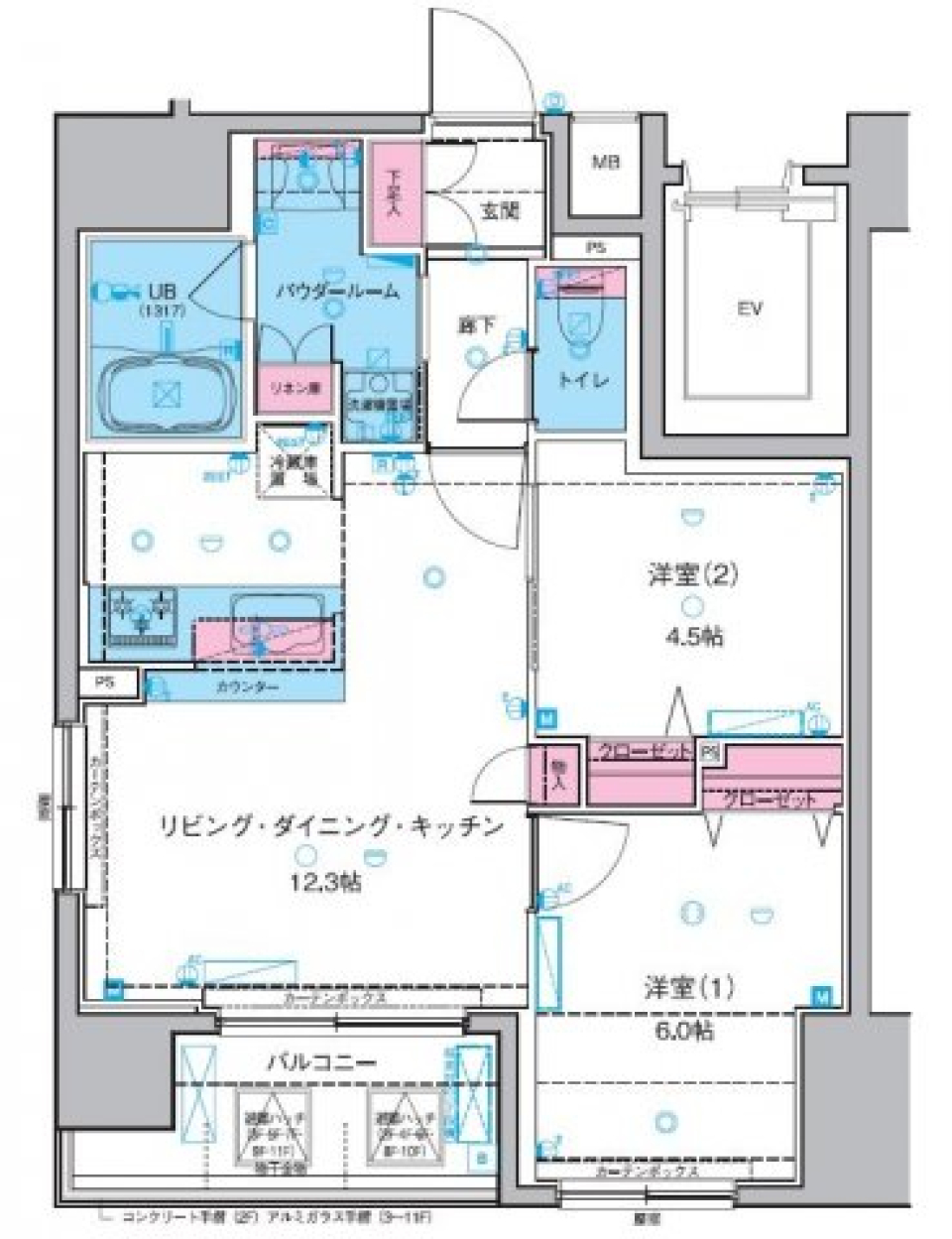 ジェノヴィア浅草Ⅱスカイガーデン　1106号室［ペット可］の間取り図
