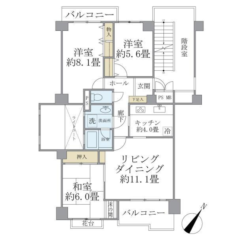 コスモアージュ西葛西　506号室の間取り図