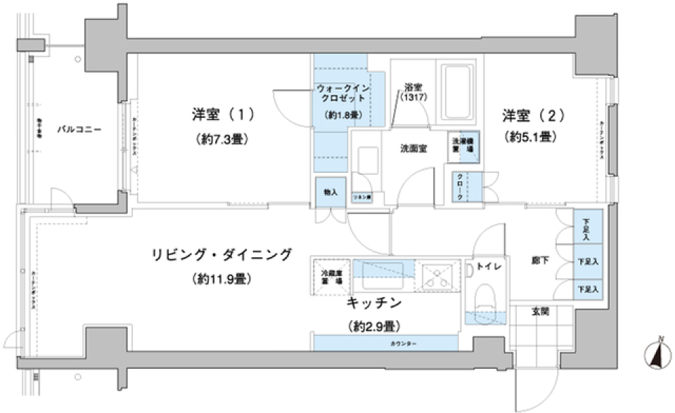 ガーデニエール砧レジデンス　418号室［ペット可］の間取り図