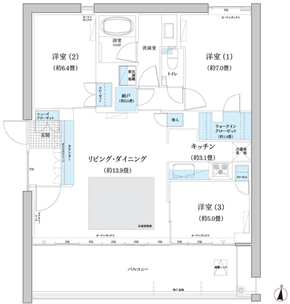 ガーデニエール砧　ＷＥＳＴ　605号室［ペット可］の間取り図