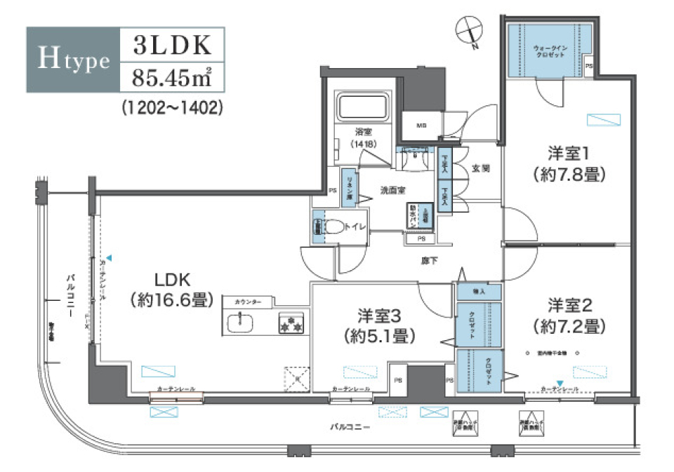 栖　浅草蔵前　1202号室［新築］の間取り図