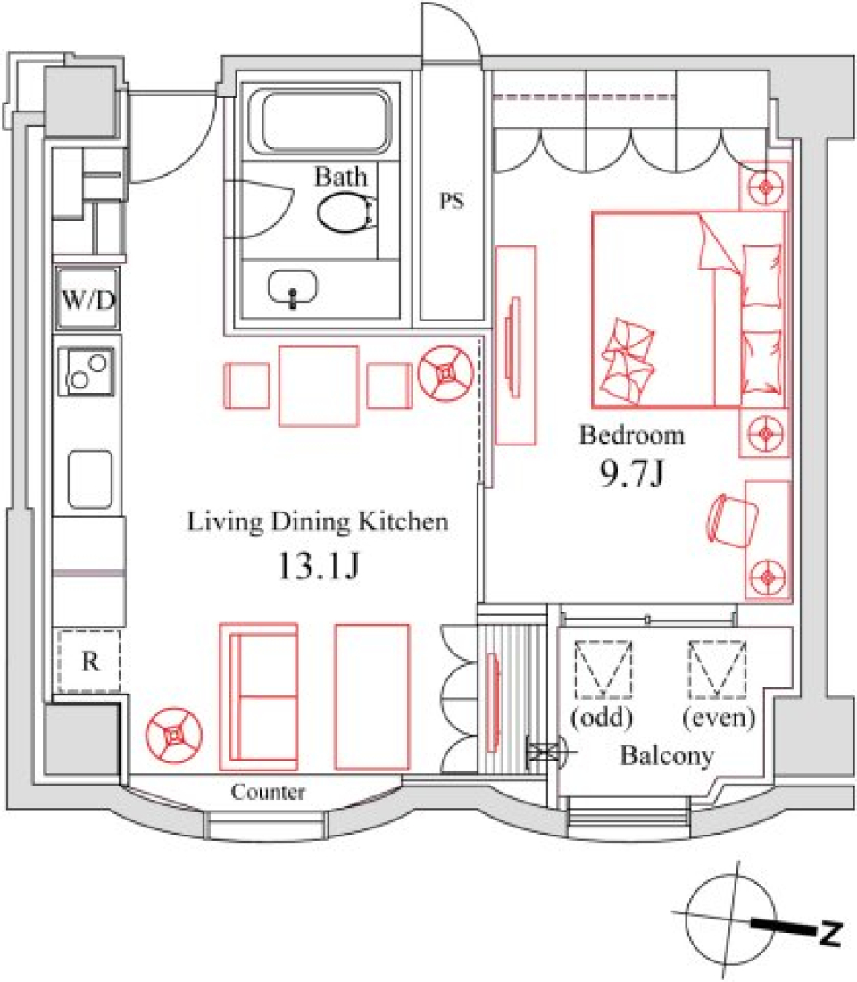 HUNDRED STAY RESIDENCEﾊﾝﾄﾞﾚｯﾄｽﾃｲﾚｼﾞﾃﾞﾝｽ　906号室の間取り図